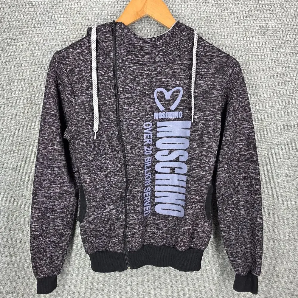 YOUTH ZIP-UP HOODIE – PARODY GRAPHIC – ASYMMETRICAL ZIP – SIZE 46 (6-7Y) – CLEAN